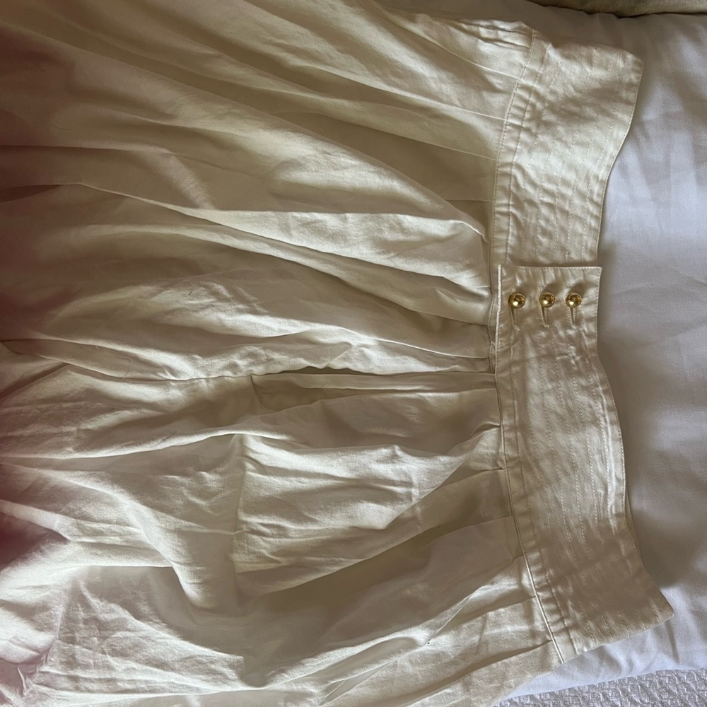 Elegant Cream Balloon leg Pants with Gold Accents